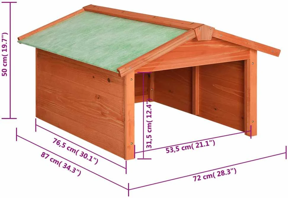 Roboto vejapjovės garažas, 72x87x50cm, eglės medienos masyvas