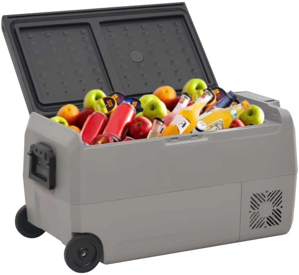 Šaltdėžė su ratukais ir adapteriu, juoda ir pilka, 36l, PP/PE