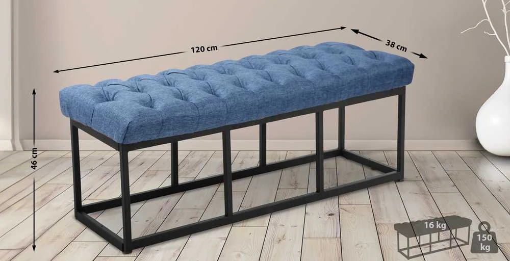Mville Sėdimoji suolelė „Amun“ iš audinio, juoda, 120 cm