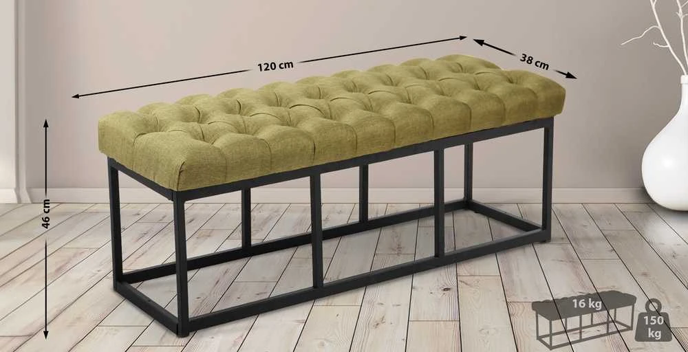 Mville Sėdimoji suolelė „Amun“ iš audinio, juoda, 120 cm