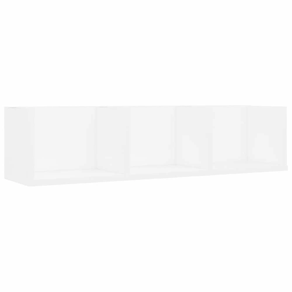 Sieninė CD lentyna, balta, 75x18x18cm, apdirbta mediena