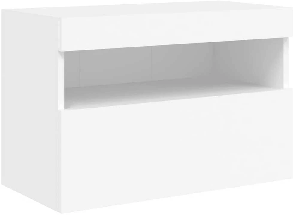 TV staliukas Sieninė TV spintelė su LED lemputėmis, balta, 60x30x40cm