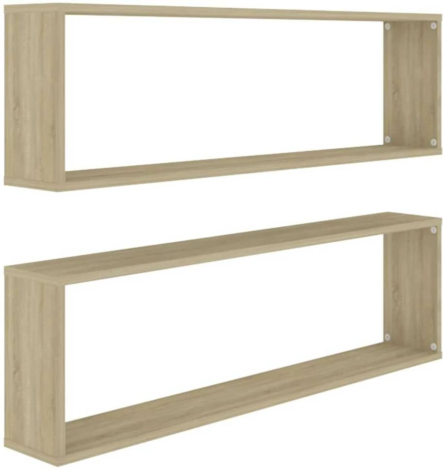 Sieninės lentynos, 2vnt., ąžuolo, 100x15x30cm, MDP, kubo formos
