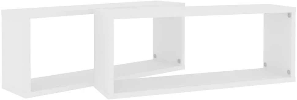 Sieninės lentynos, 2vnt., baltos, 60x15x23cm, apdirbta mediena