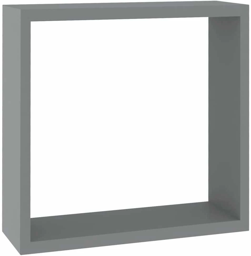 Sieninės lentynos, 3vnt., pilkos spalvos, MDF, kubo formos