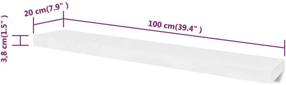 Sieninės lentynos, 4vnt., baltos, 100 cm