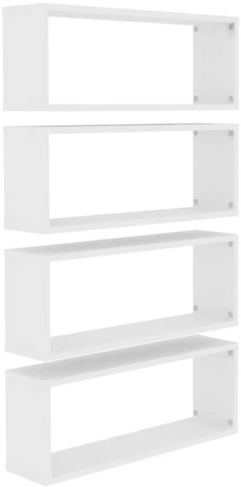 Sieninės lentynos, 4vnt., baltos, 60x15x23cm, apdirbta mediena