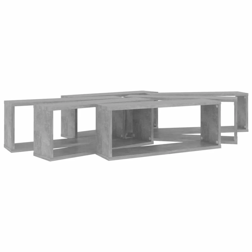 Sieninės lentynos, 6vnt., betono, 60x15x23cm, apdirbta mediena