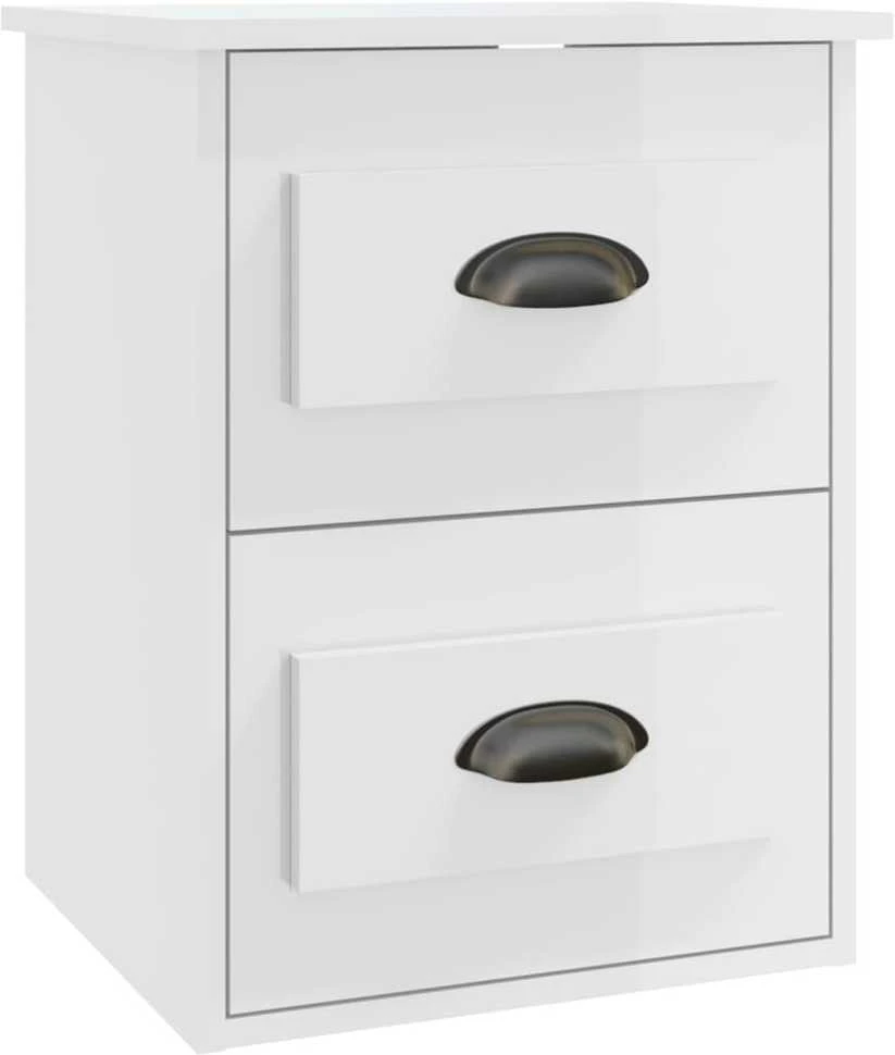 Sieninės naktinės spintelės, 2vnt., baltos, 41,5x36x53cmcm