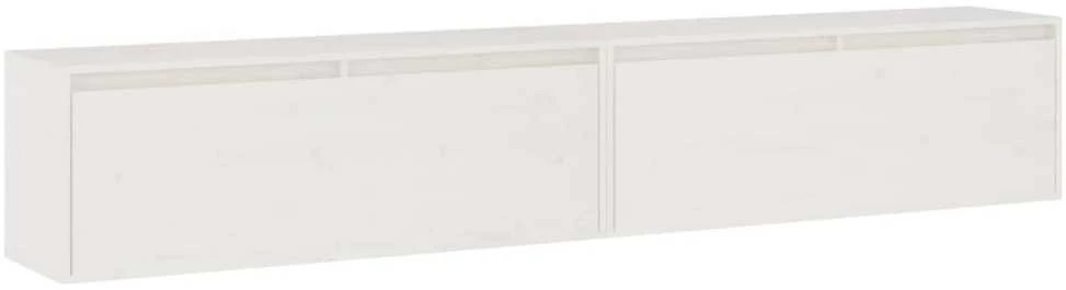 Sieninės spintelės, 2vnt., baltos, 100x30x35cm, pušies masyvas