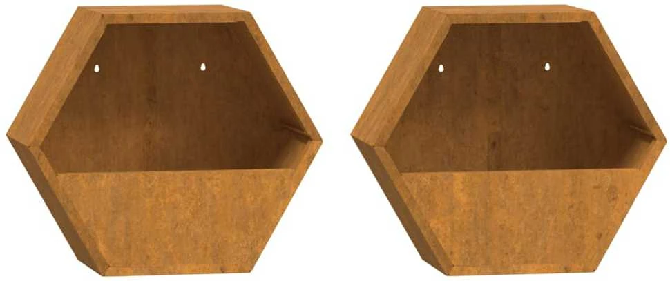 Sieniniai loveliai, 2vnt., rūdžių, 30x10x25cm, Corten plienas