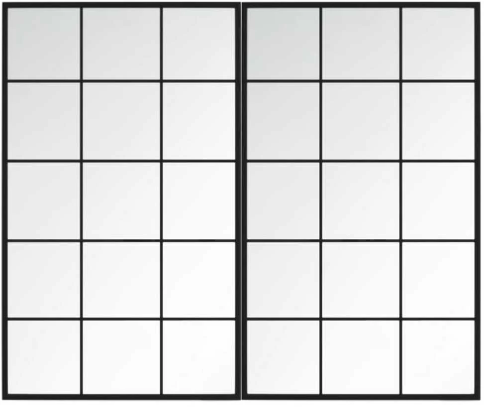 Sieniniai veidrodžiai, 2vnt., juodos spalvos, 100x60cm, metalas