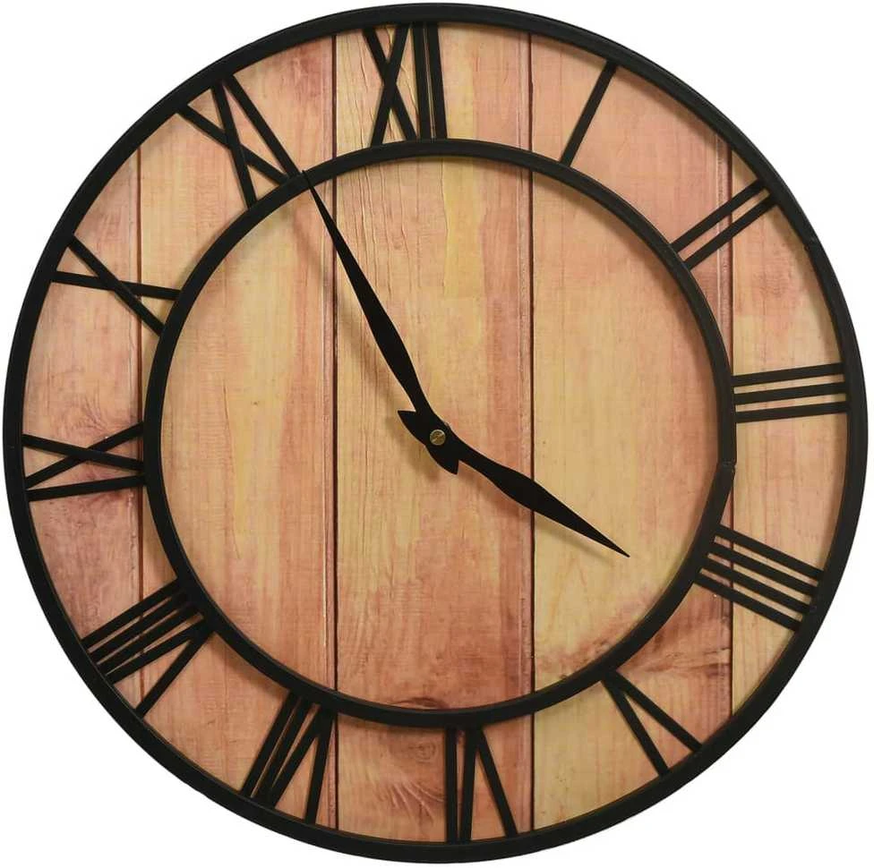 Sieninis laikrodis, rudas ir juodas, 39cm, MDF ir geležis