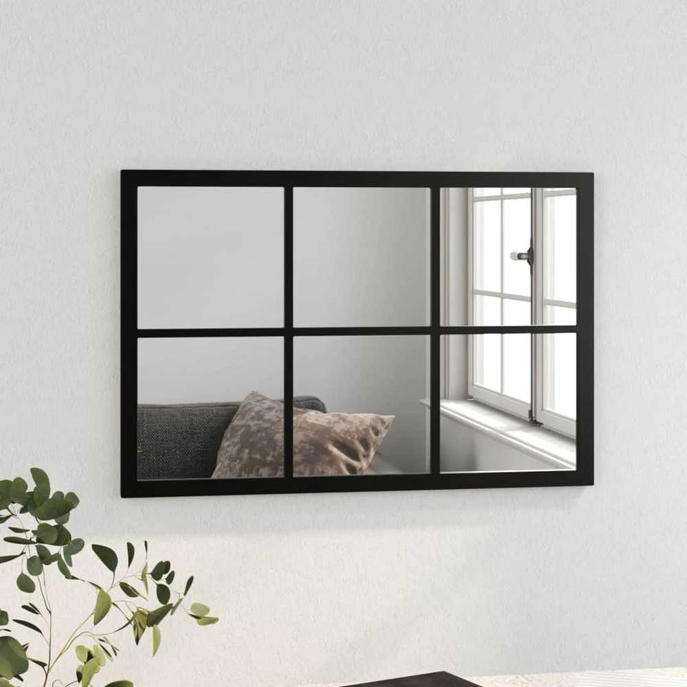 Sieninis veidrodis, juodos spalvos, 60x40cm, metalas