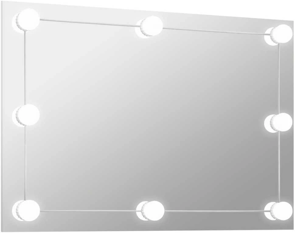 Sieninis veidrodis su LED lemputėmis, stačiakampis, stiklas