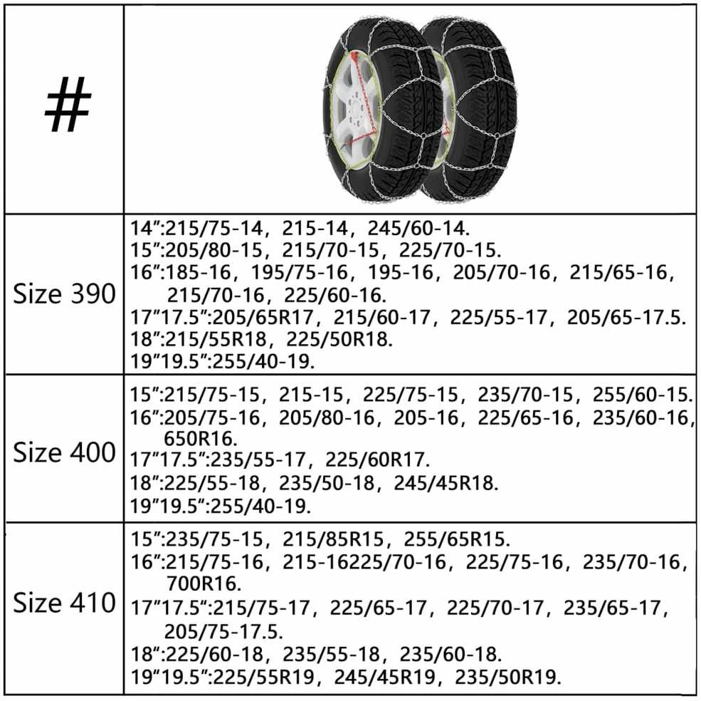 Sniego grandinės padangoms, 2vnt., 400 dydžio, 16mm, SUV 4x4