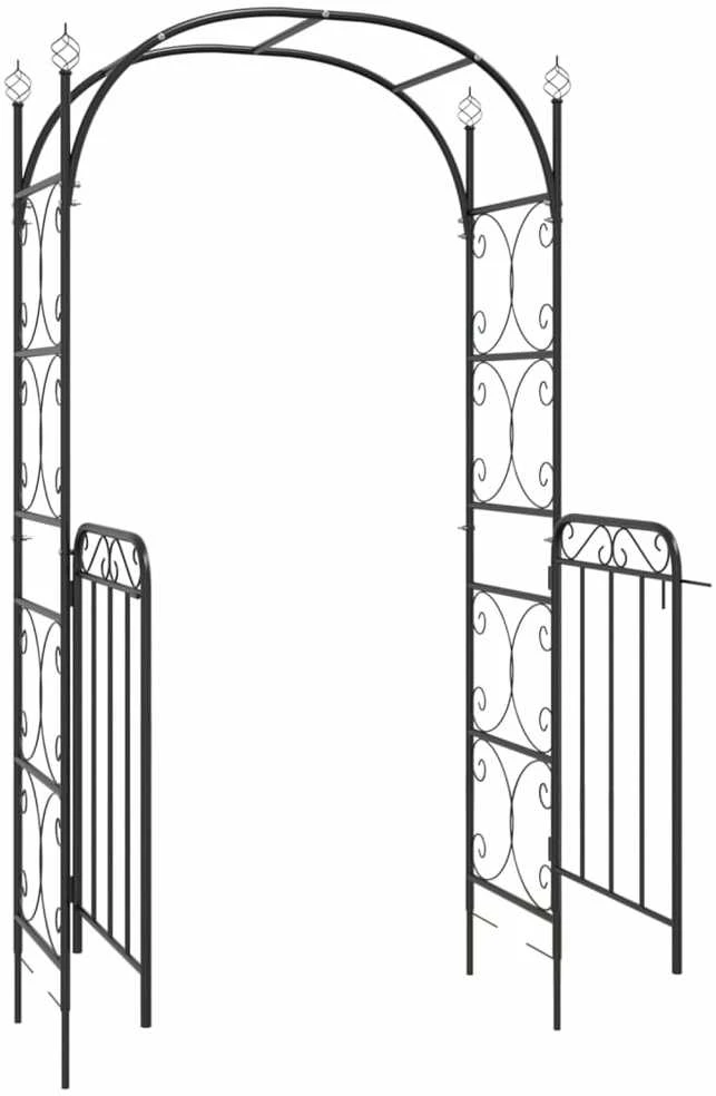 Sodo arka su varteliais, juodos spalvos, 108x45x235cm, plienas