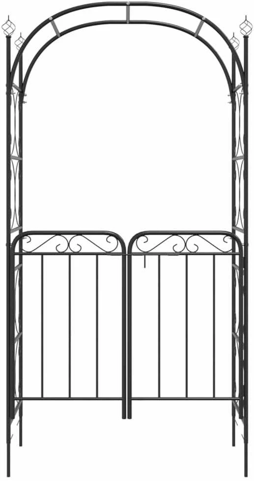 Sodo arka su varteliais, juodos spalvos, 108x45x235cm, plienas