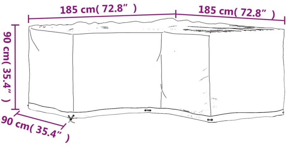 Sodo baldų uždangalai, 2vnt., 185x185x90cm, 12 kilpų, L formos
