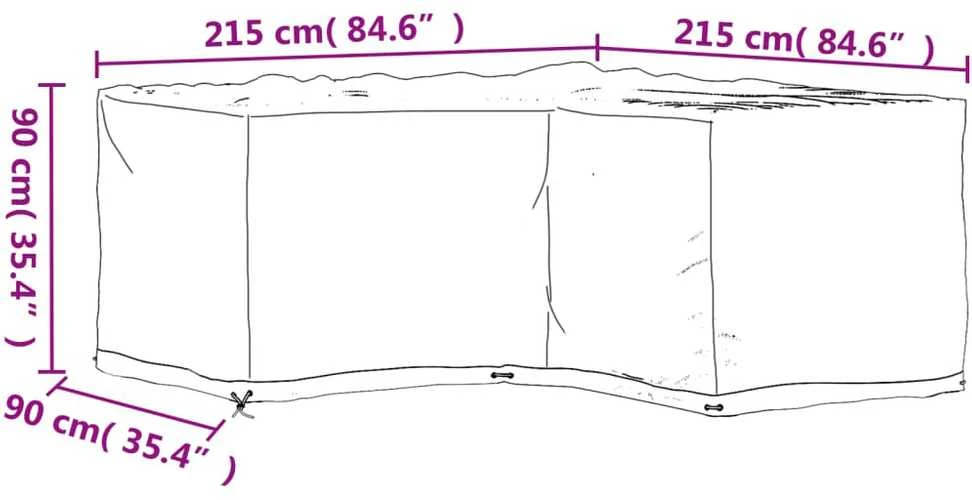 Sodo baldų uždangalai, 2vnt., 215x215x90cm, 16 kilpų, L formos