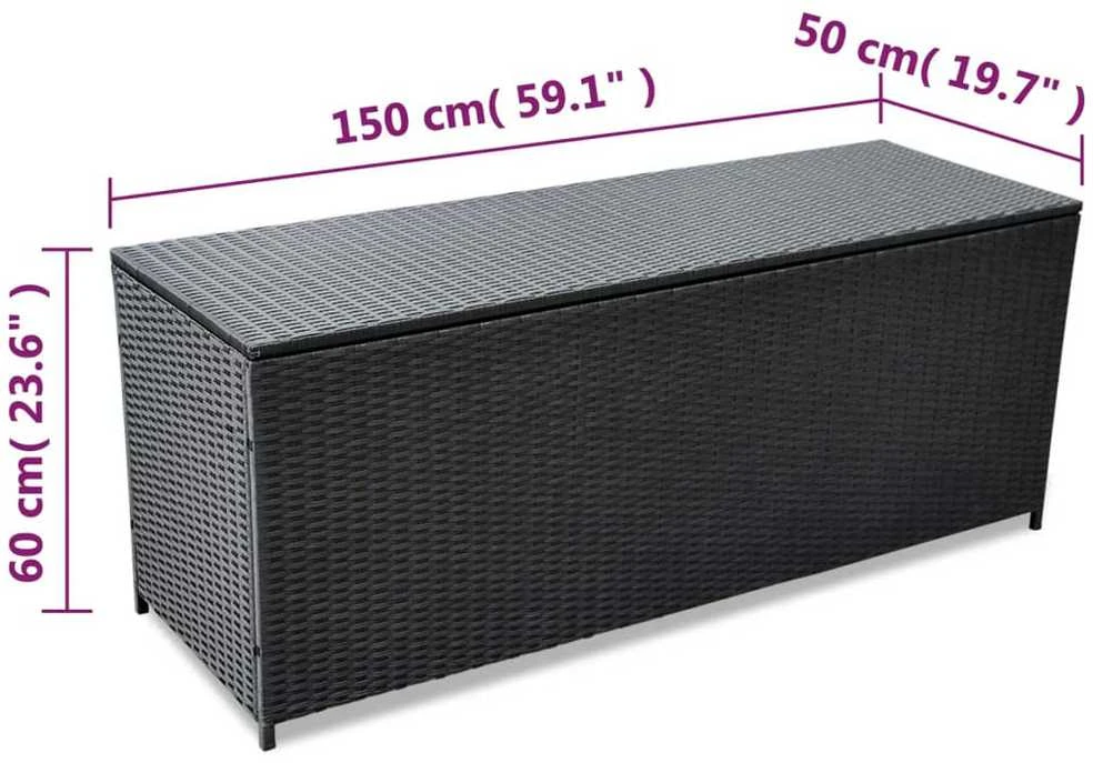 Sodo daiktadėžė, juoda, 150x50x60cm, poliratanas