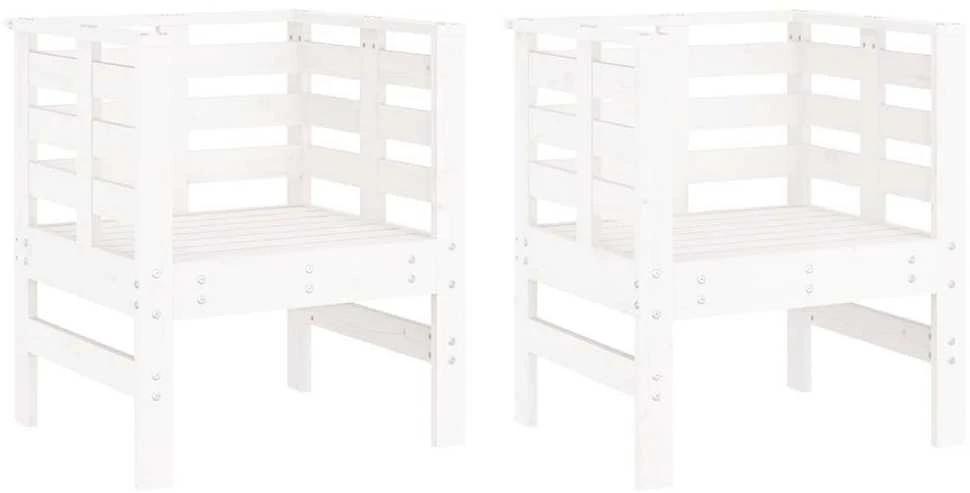 Sodo kėdės, 2vnt., baltos, 61,5x53x71cm, pušies masyvas