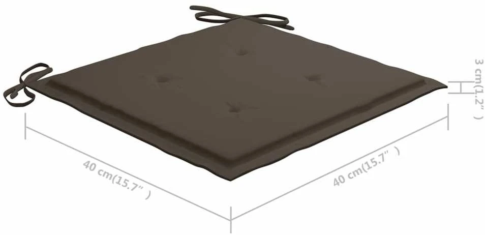 Sodo kėdės su taupe pagalvėmis, 3vnt., tikmedžio masyvas