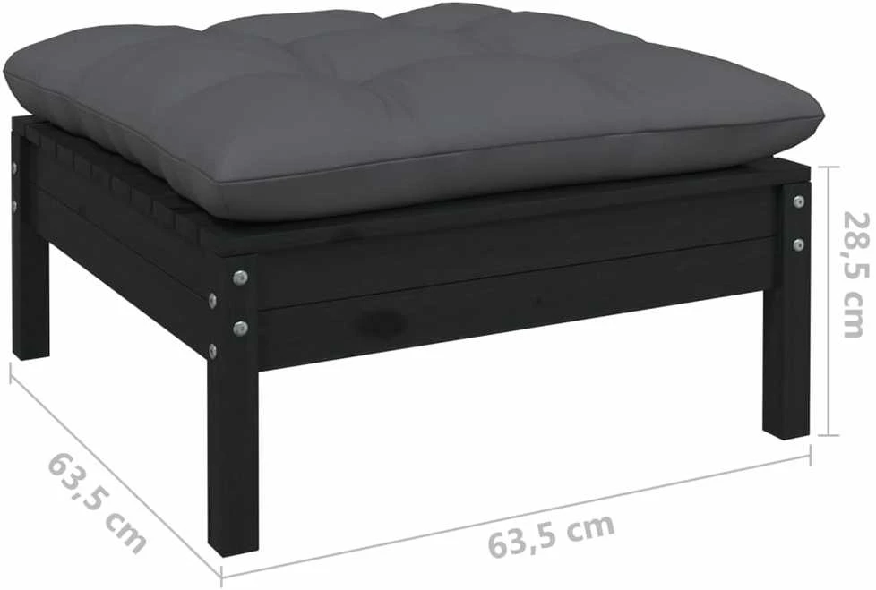 Lauko baldų komplektas Sodo komplektas su antracito pagalvėmis, 3 dalių, pušis