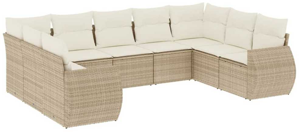 Sodo komplektas su pagalvėlėmis, 9 dalių, smėlio, poliratanas
