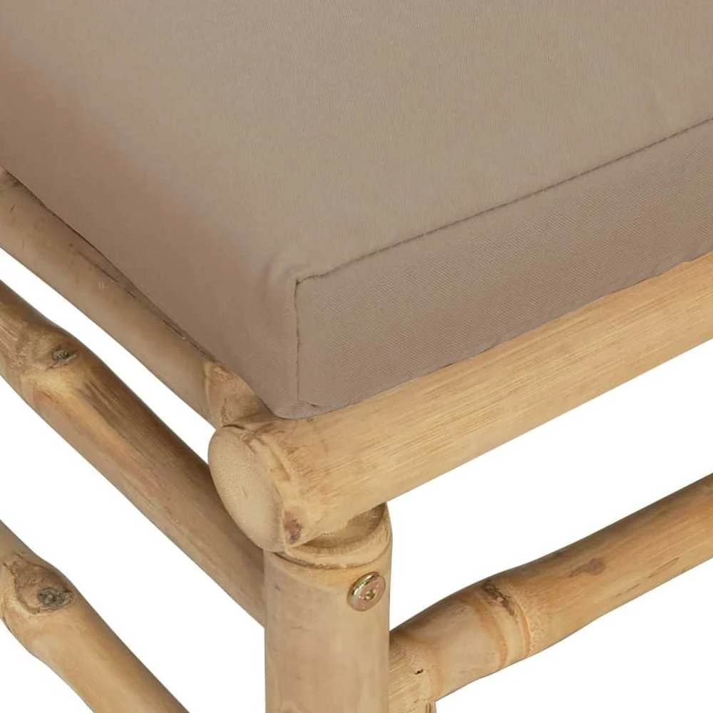 Lauko baldų komplektas Sodo komplektas su taupe pagalvėlėmis, 2 dalių, bambukas
