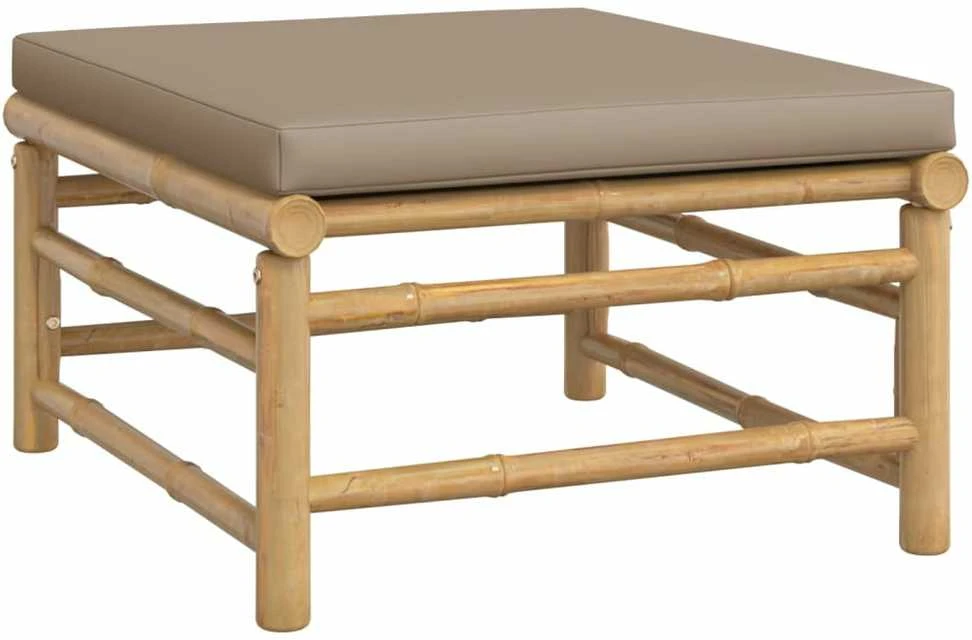 Lauko baldų komplektas Sodo komplektas su taupe pagalvėlėmis, 5 dalių, bambukas