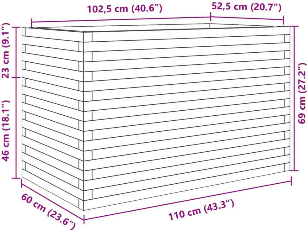 Sodo lovelis, baltas, 110x60x68,5cm, pušies medienos masyvas