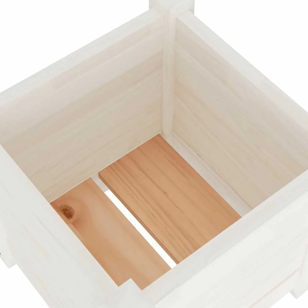 Sodo lovelis, baltas, 31x31x31cm, pušies medienos masyvas
