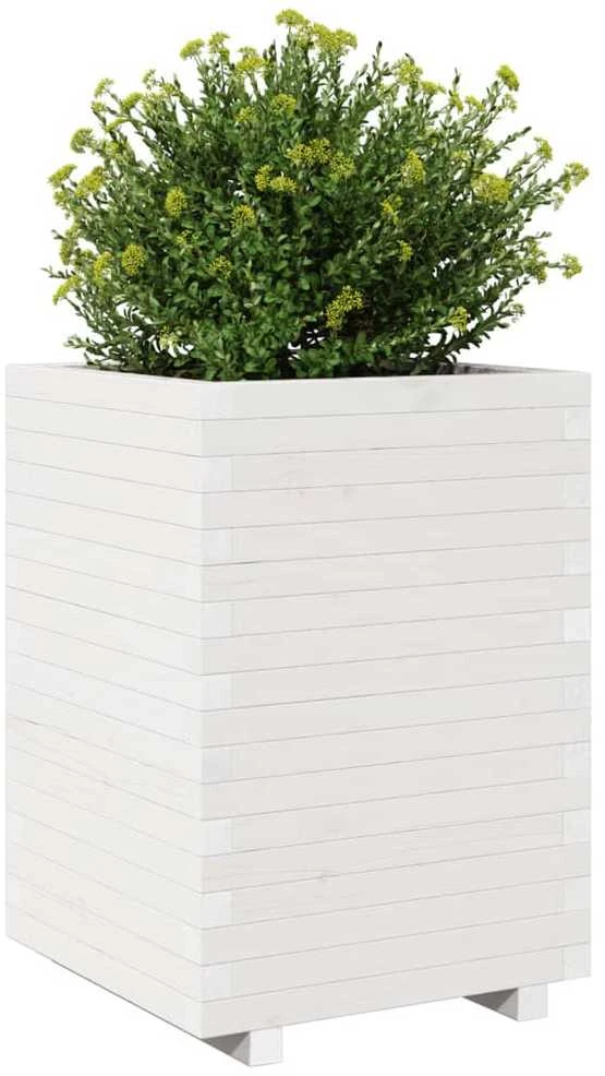 Sodo lovelis, baltas, 50x50x72,5cm, pušies medienos masyvas