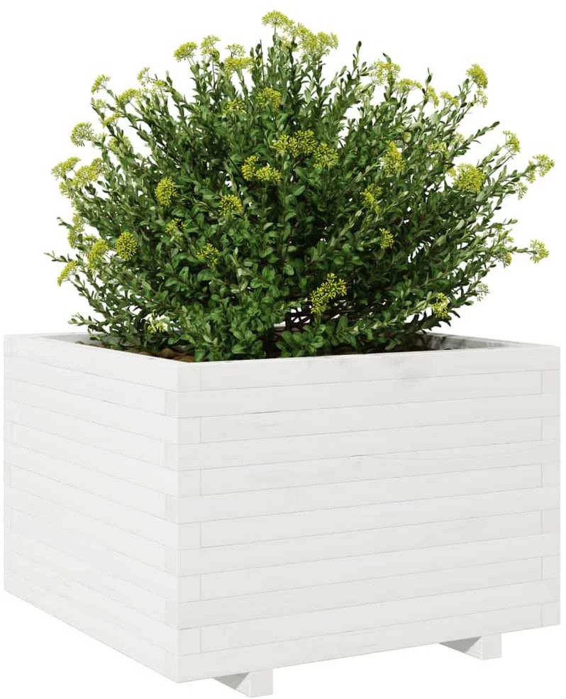 Sodo lovelis, baltas, 70x70x49,5cm, pušies medienos masyvas