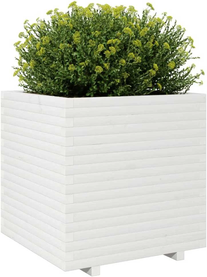 Sodo lovelis, baltas, 70x70x72,5cm, pušies medienos masyvas
