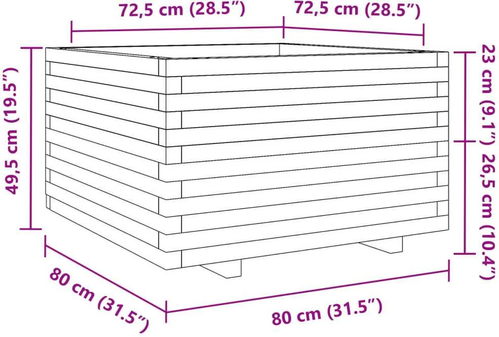 Sodo lovelis, baltas, 80x80x49,5cm, pušies medienos masyvas