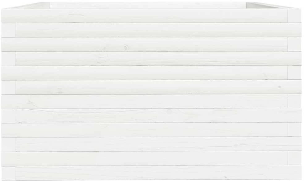 Sodo lovelis, baltas, 80x80x49,5cm, pušies medienos masyvas