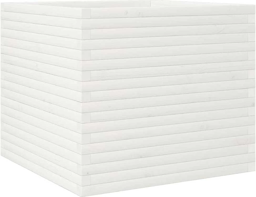 Sodo lovelis, baltas, 80x80x68,5cm, pušies medienos masyvas