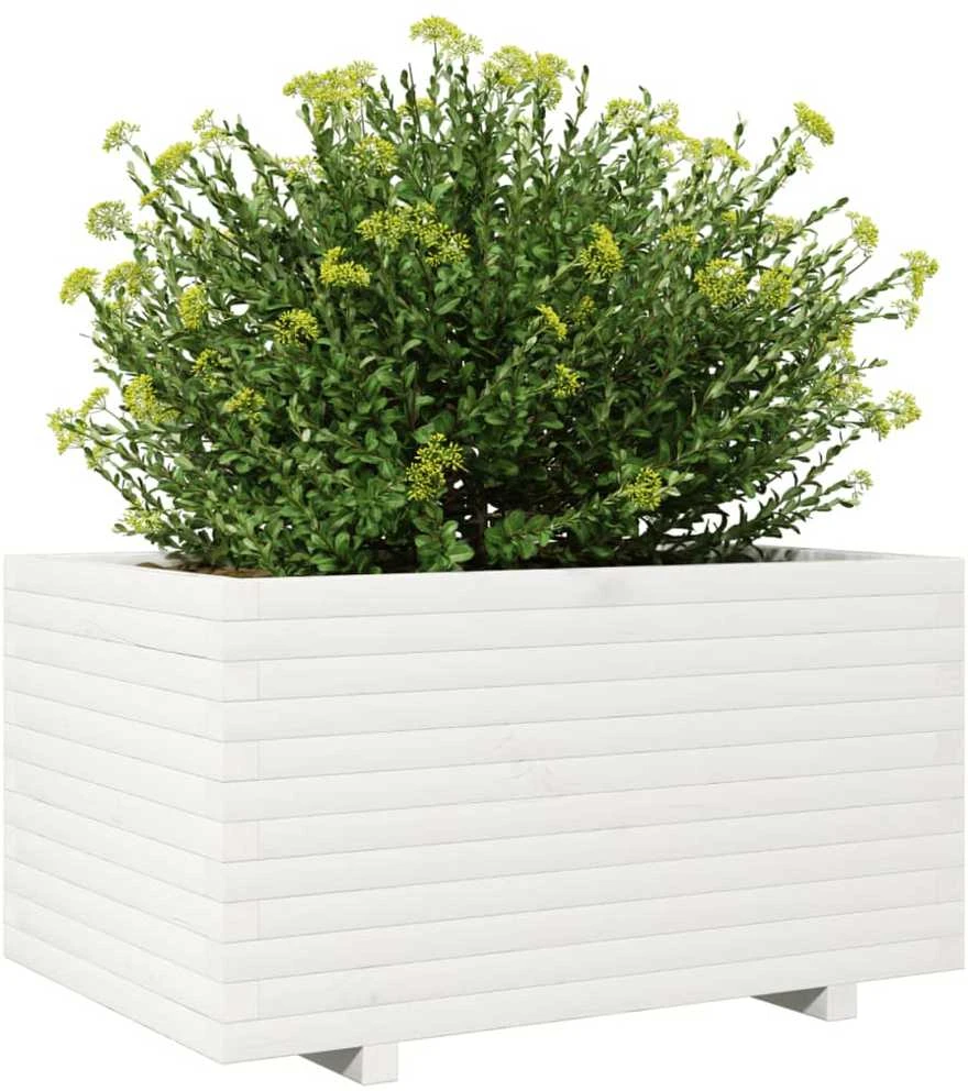 Sodo lovelis, baltas, 90x60x49,5cm, pušies medienos masyvas