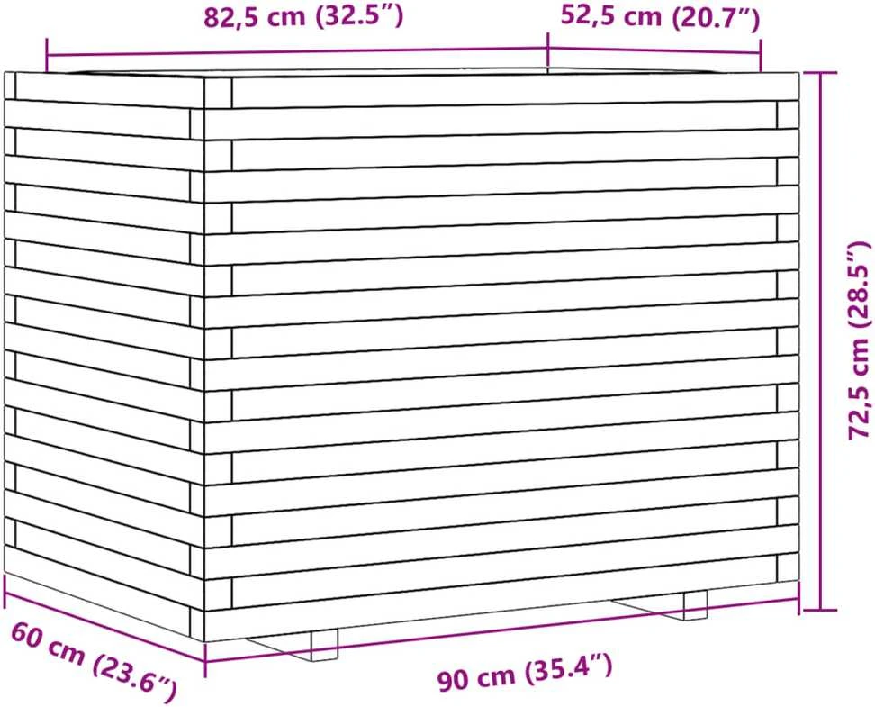 Sodo lovelis, baltas, 90x60x72,5cm, pušies medienos masyvas