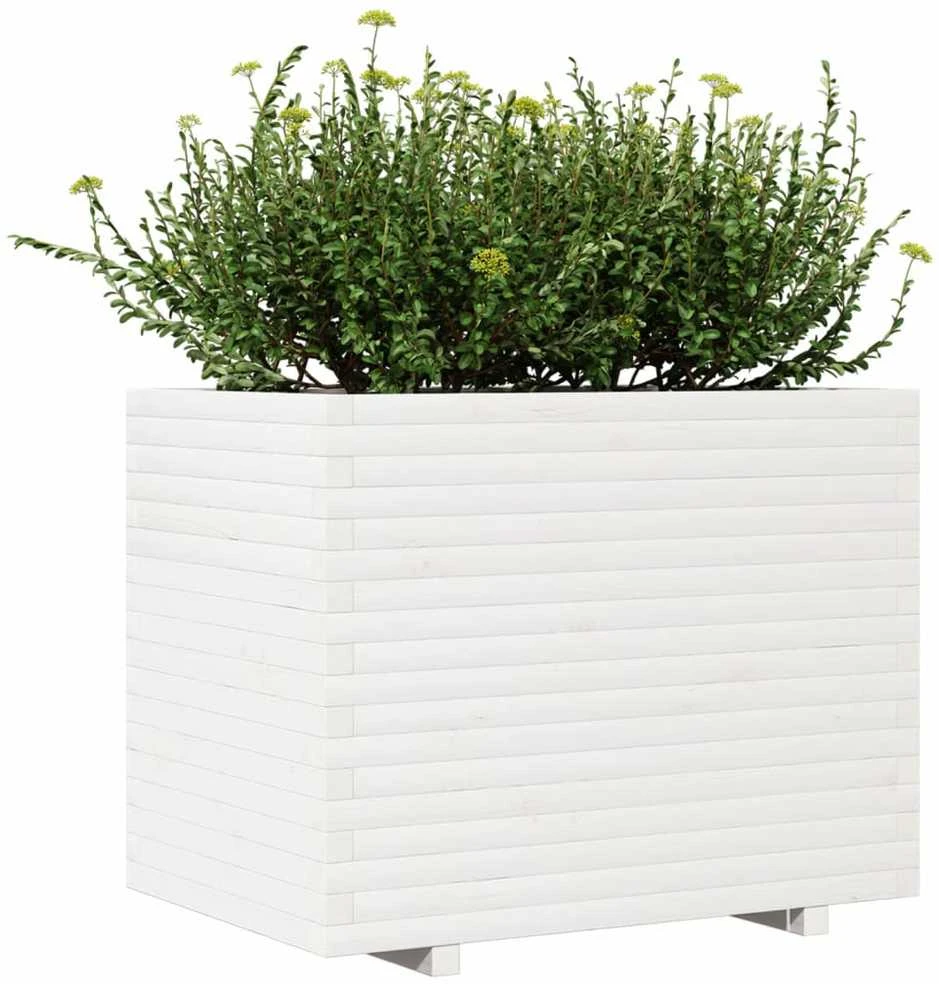 Sodo lovelis, baltas, 90x60x72,5cm, pušies medienos masyvas