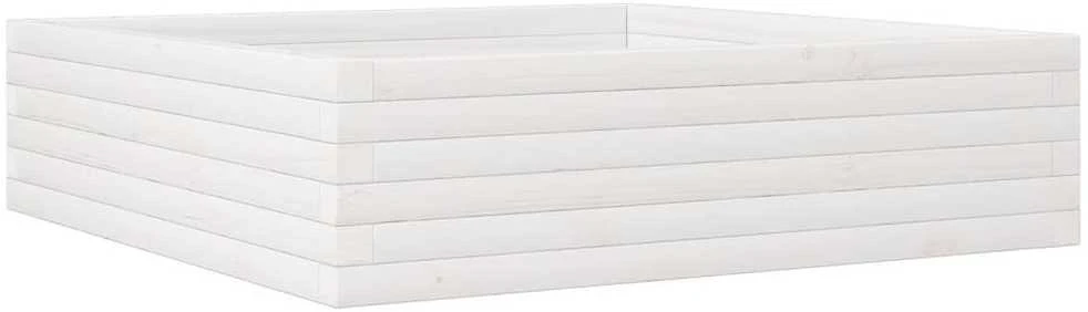 Sodo lovelis, baltas, 90x90x23cm, pušies medienos masyvas