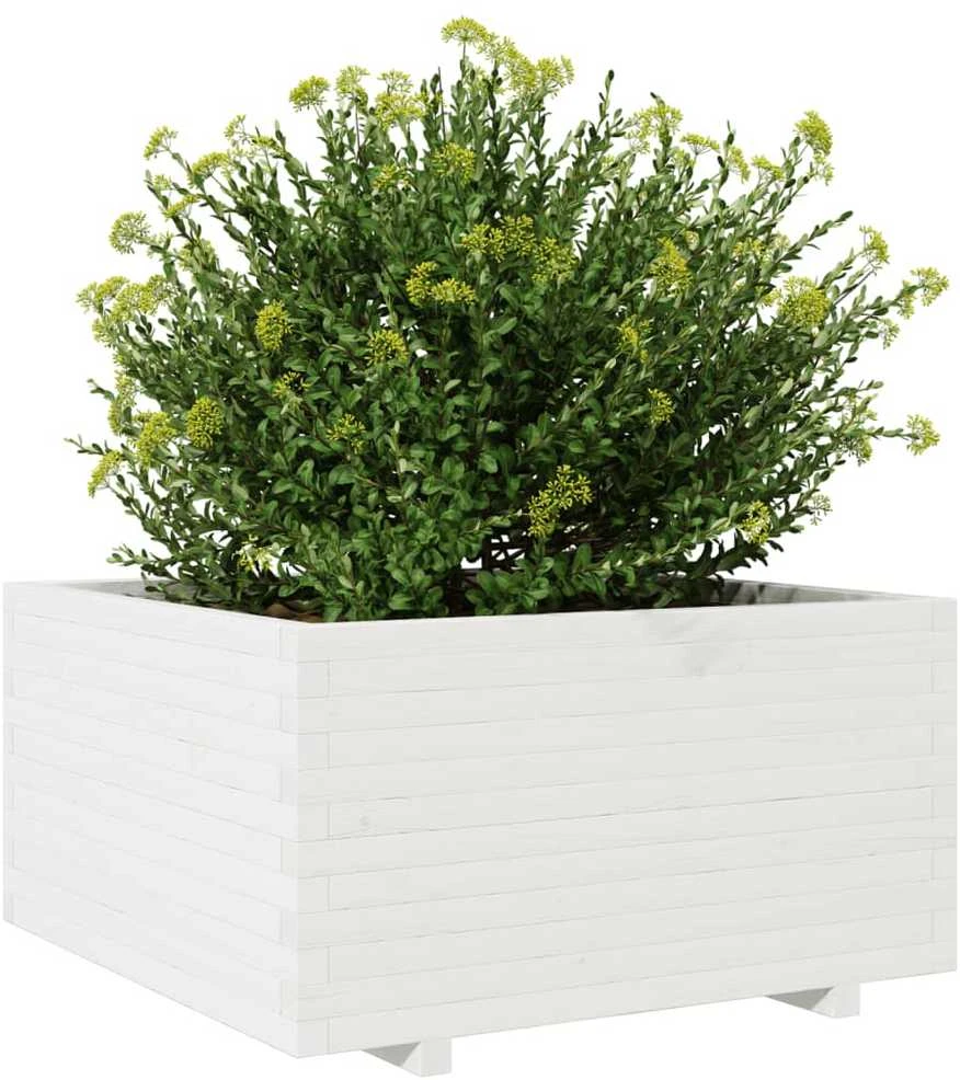 Sodo lovelis, baltas, 90x90x49,5cm, pušies medienos masyvas