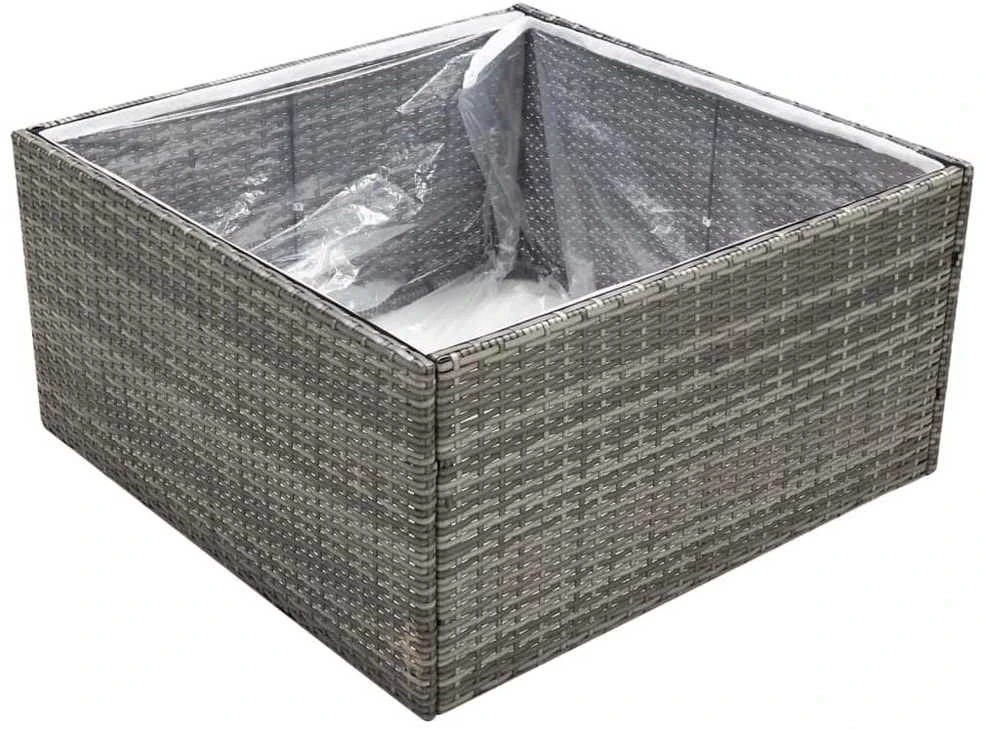 Sodo lovelis, pilkos spalvos, 80x80x40cm, poliratanas
