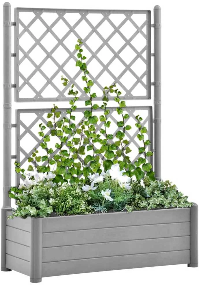 Sodo lovelis su treliažu, akmens pilkas, 100x43x142cm, PP