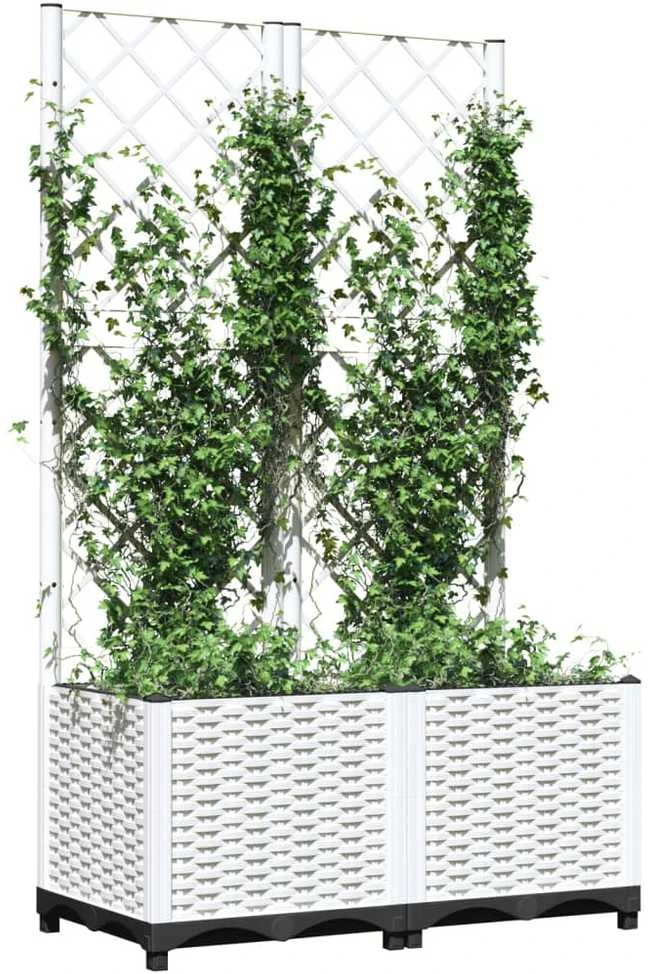 Sodo lovelis su treliažu, baltos spalvos, 80x40x136cm, PP