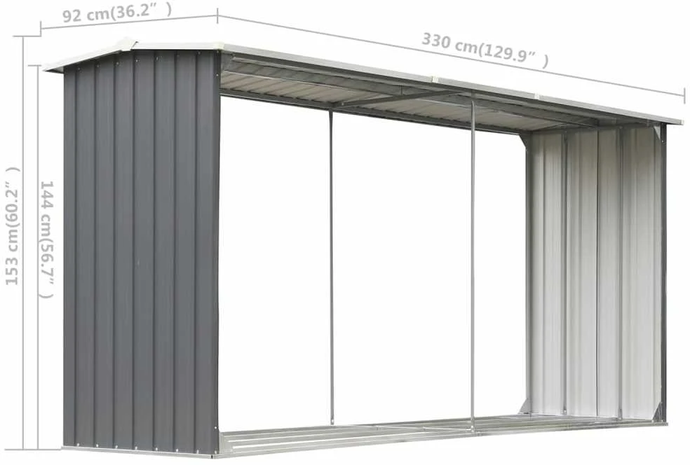 Sodo malkinė, galvanizuotas plienas, 330x92x153cm, pilka