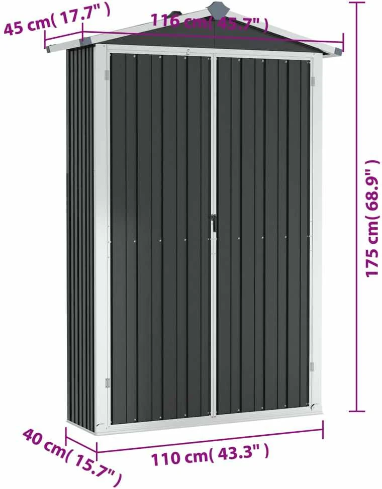 Sodo pašiūrė, antracito, 116x45x175cm, galvanizuotas plienas