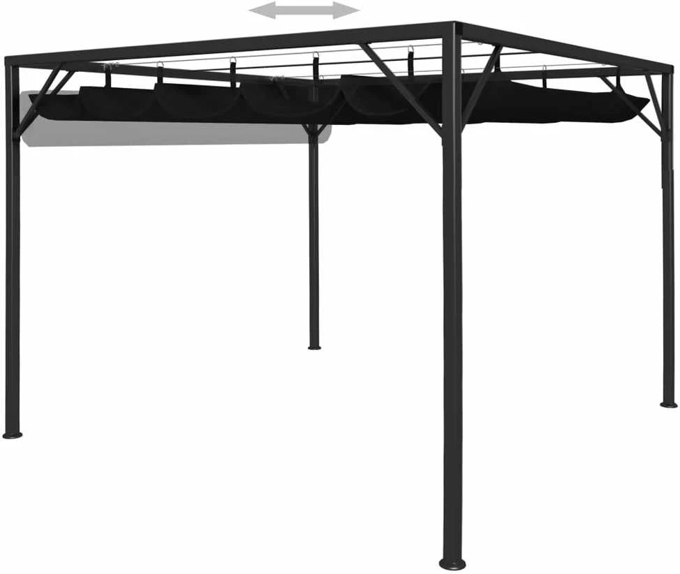 Sodo pavėsinė su įtraukiamu stogo skliautu, antracito, 3x3m